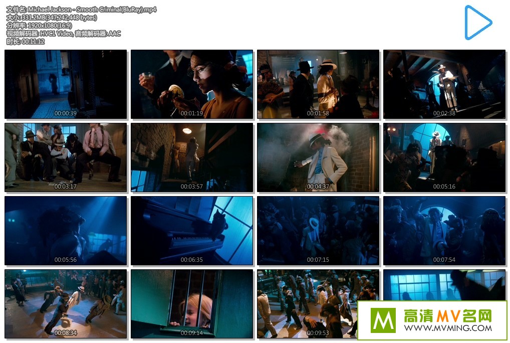 ŷ���ֳ�����-Michael Jackson - Smooth Criminal(����BlueRay)���ٶ�/MP4/331M��(1)