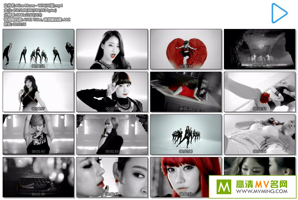 韩国mv下载-nine muses - wild [百度网盘/mp4/458m](1)